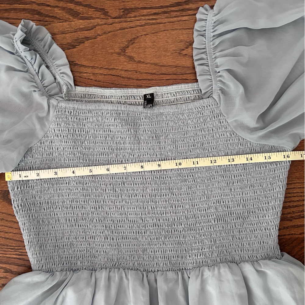LILLUSORY Women's Casual Flutter Sleeve Square Neck Midi Dress. Baby Blue XL - Picture 10 of 10